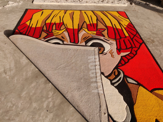 Anime Manga Custom Handmade Rug / Zenitsu Custom Room decor / Hand-Tufted Rug Carpet Rugs