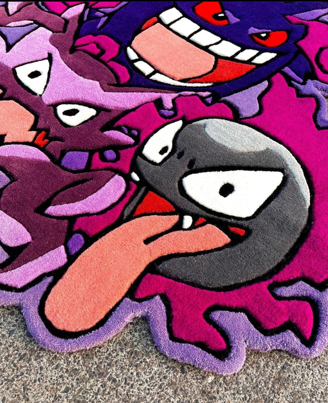 Handgefertigter Gengar All Evolution, Gastly, Haunter, Gengar Custom Teppich/handgetufteter Wollteppich für Wohnzimmer, Schlafzimmer/Kinderzimmerteppich und Spielzimmer