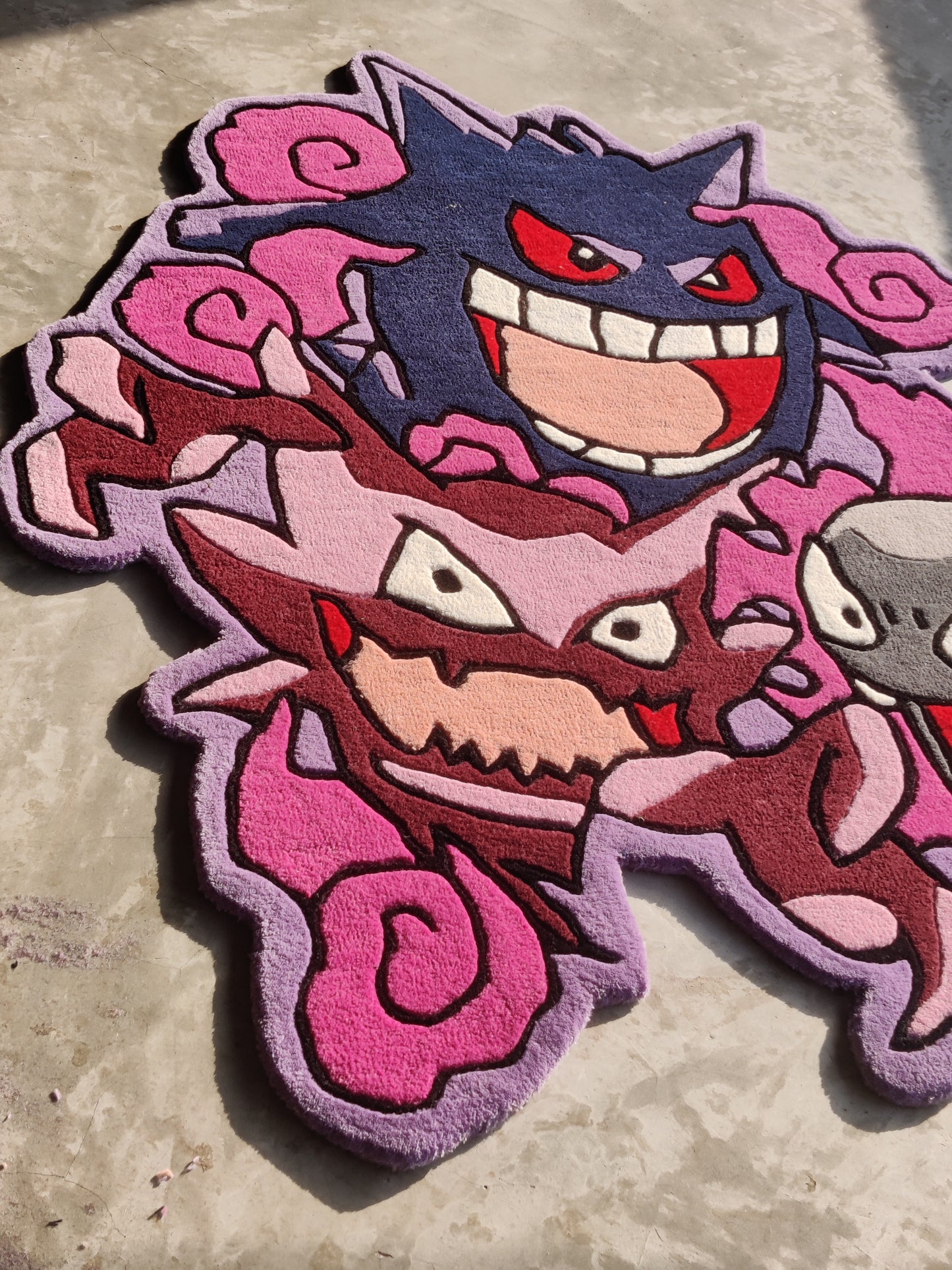 Handgefertigter Gengar All Evolution, Gastly, Haunter, Gengar Custom Teppich/handgetufteter Wollteppich für Wohnzimmer, Schlafzimmer/Kinderzimmerteppich und Spielzimmer