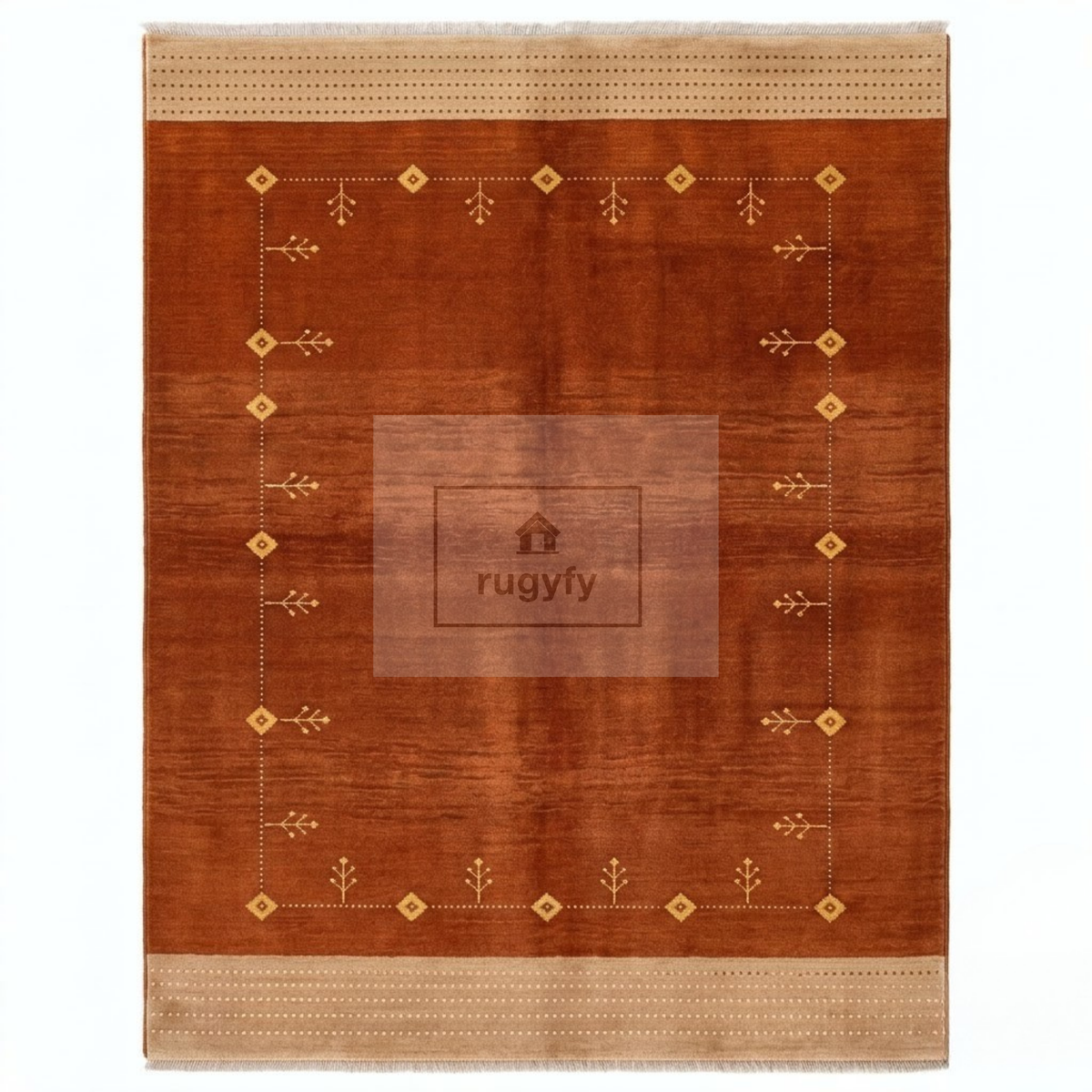 Burnt Orange & Beige Oushak Wool Rug | 6x9 8x10 ft Hand-Knotted | Bedroom Living Room Area Rug