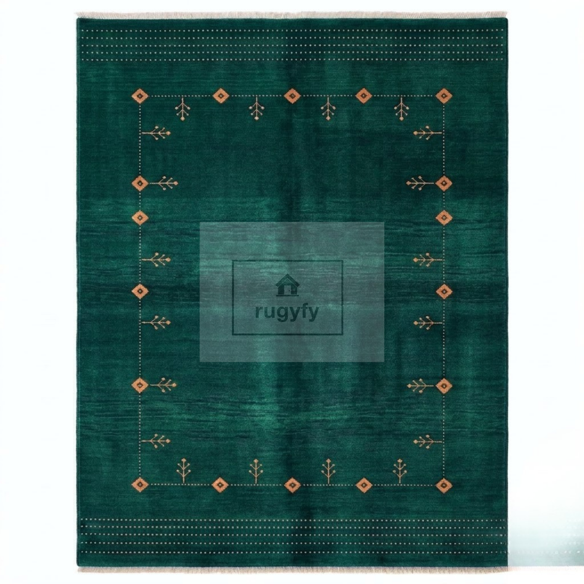 Emerald Green & Copper Vintage Oushak Area Rug | 9x12 10x14 ft Hand-Knotted Wool | Living Room Dining Room