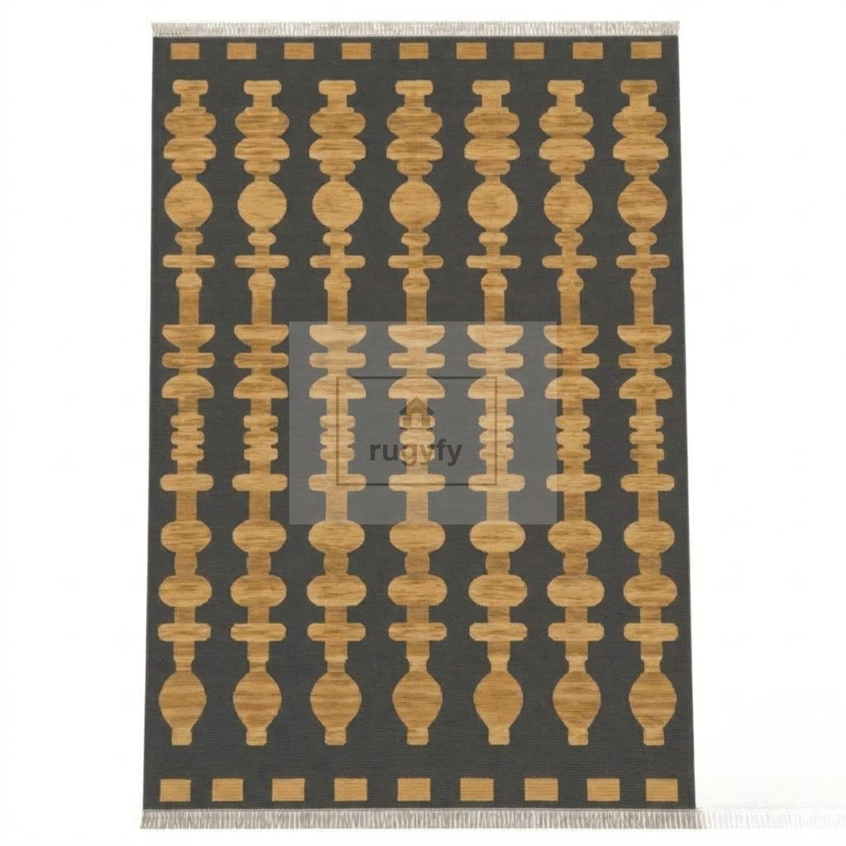 Charcoal & Gold Vintage Oushak Area Rug | 9x12 10x14 ft Hand-Knotted Wool | Living Room Dining Room