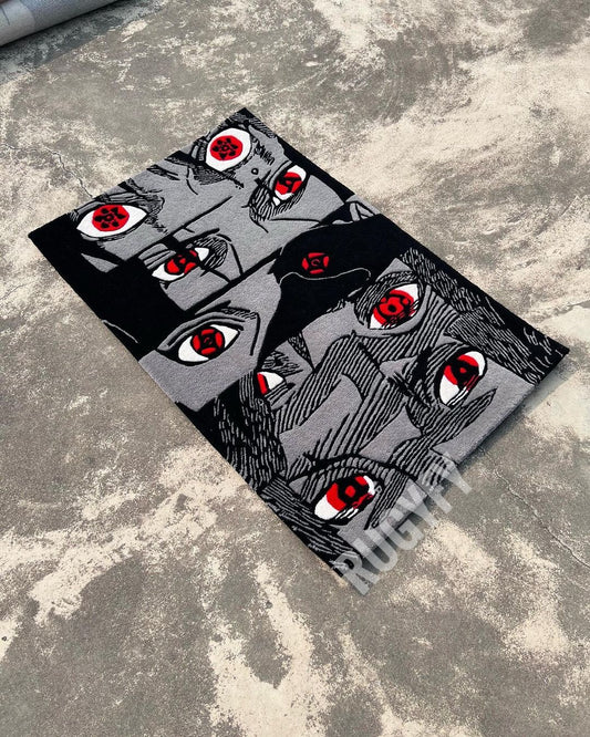 Custom Anime Naruto Hand-Tufted / Custom The Sharingan Rug / custom Wool Area Rug carpet for Room , bedroom and Kid Room Rug
