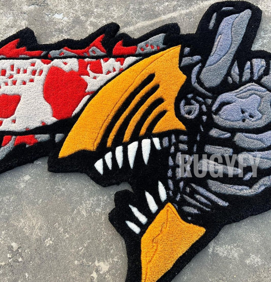 Anime Chainsaw Man custom Handmade wool rug / Hand-Tufted Rug for Living Room