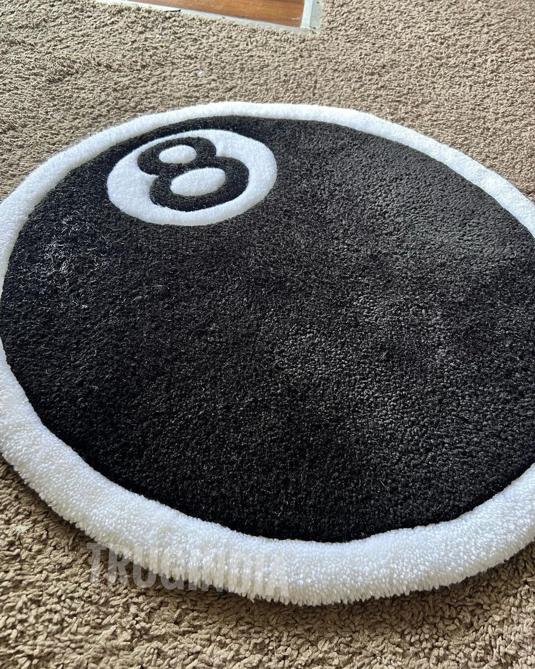 Teppich 8 Ball Pool Maßgeschneiderte handgefertigte Wollteppiche / Ballteppich in schwarzer Farbe / Maßgeschneiderter Teppich
