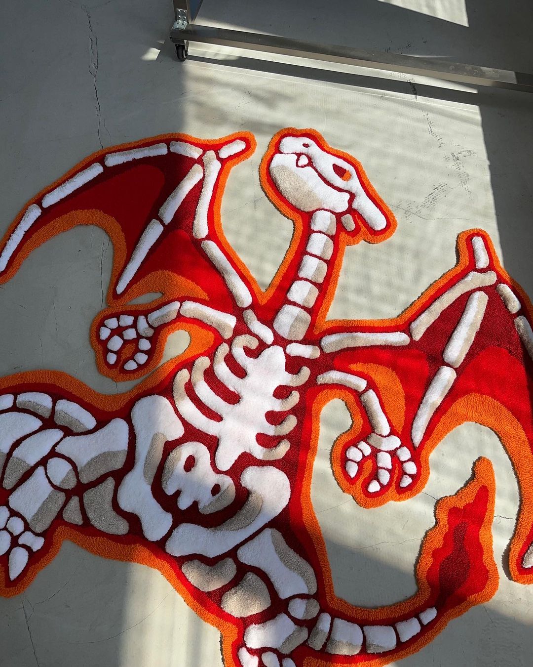 3D Charizard Skeleton Rug، سجاد هيكل عظمي ثلاثي الأبعاد مخصص، سجادة منطقة الصوف المصنوعة يدويًا