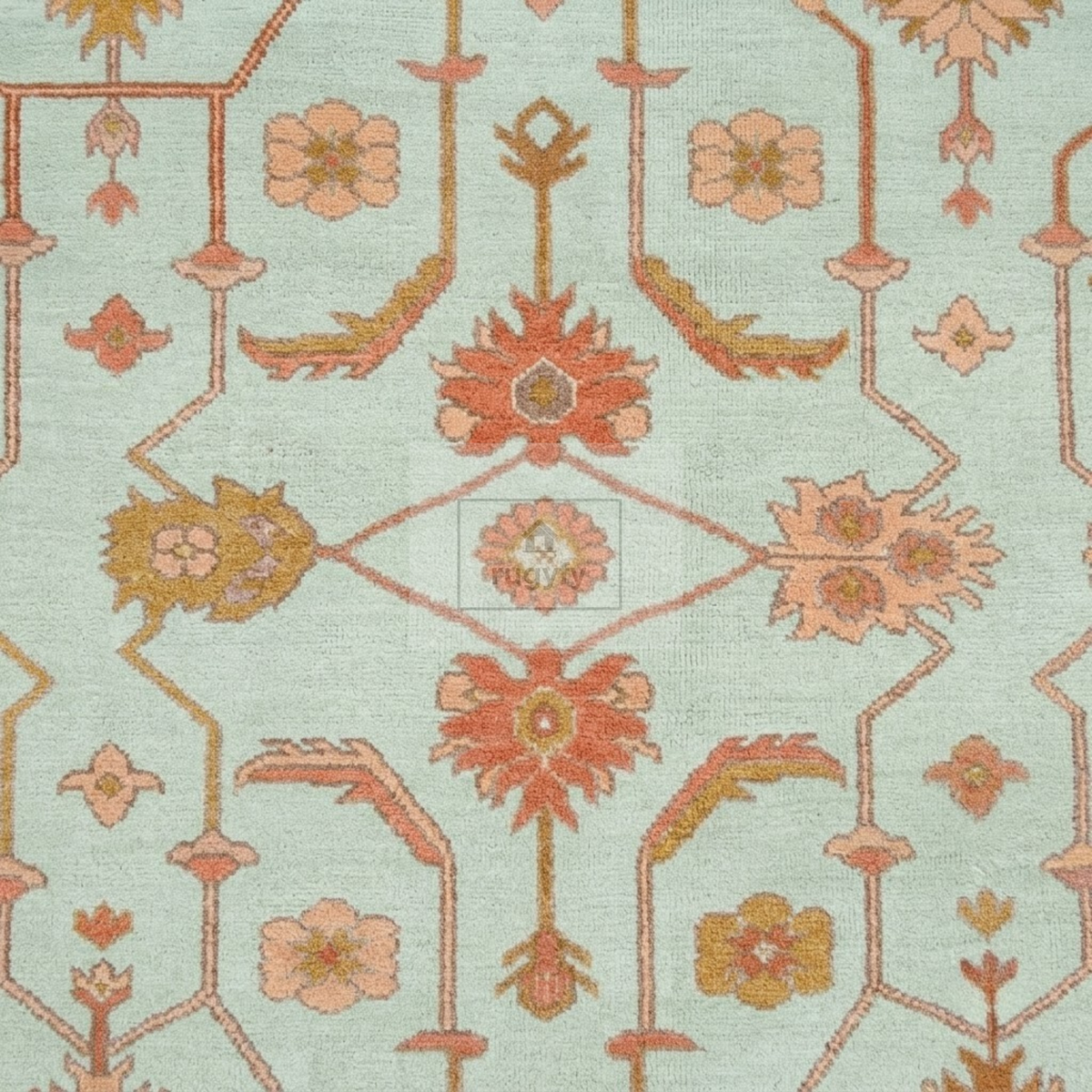 Ivory & Honey Gold Sultanabad Oushak Rug | Hand-Knotted Wool 8x10 9x12 | Apricot Neutral Living Room Rug