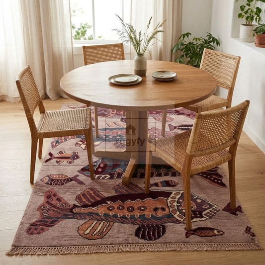 Dusty Rose & Burgundy Vintage Oushak Area Rug | 9x12 10x14 ft Hand-Knotted Wool | Living Room Dining Room