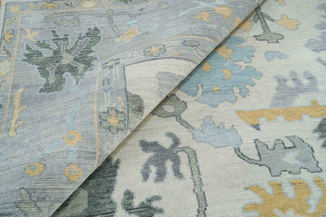 9'X12'Faded Silver Grey Oushak Rug| Living room turkish , Handmade area rug