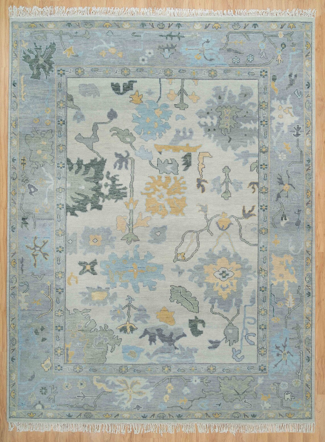 9'X12'Faded Silver Grey Oushak Rug| Living room turkish , Handmade area rug