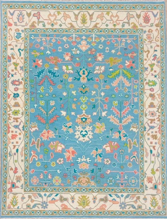 Modern Handmade Oushak in Multi Color Modern oushak carpet for living room, dining hall and bedroom, Hand Knotted Colorful Oushak Rug
