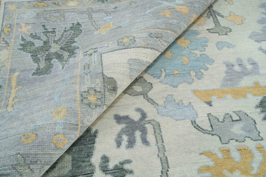 Muted Oushak Rug, Gray and Charcoal Wool Rug, Silver Turkish Rug, Modern Living Room Area Rug With Brown Blue