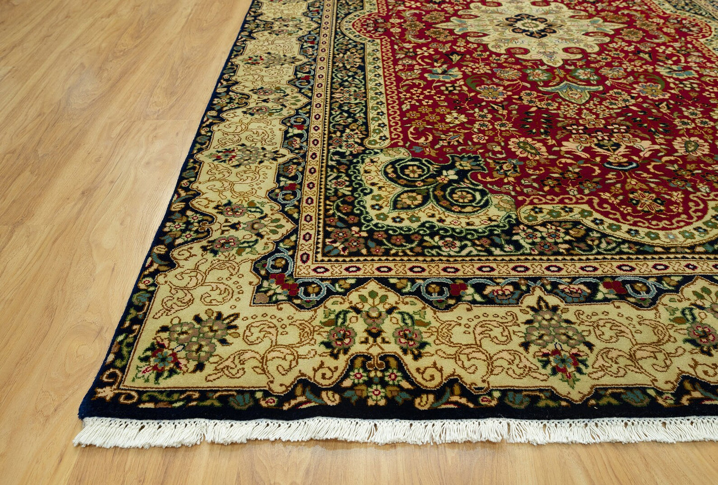 6'x9' Eternal Elegance: Persian-Inspired Floral Harmony Rug, Parisian Living Room Wool Rug In deep red, black, & ivory The Area Rug