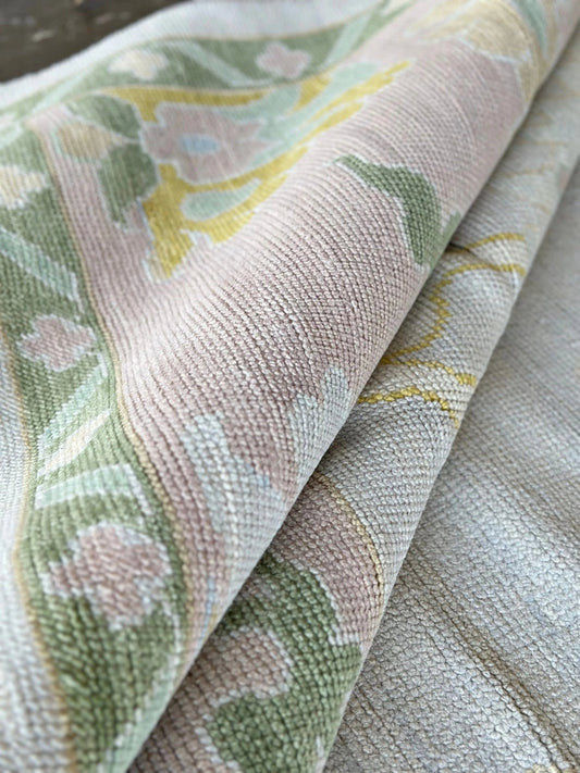 Ready to Ship pink/green Hand Knotted Modern Oushak Area Rug Available in 8x10 9x12 10x14 12x15 ft for living room bedroom dining room