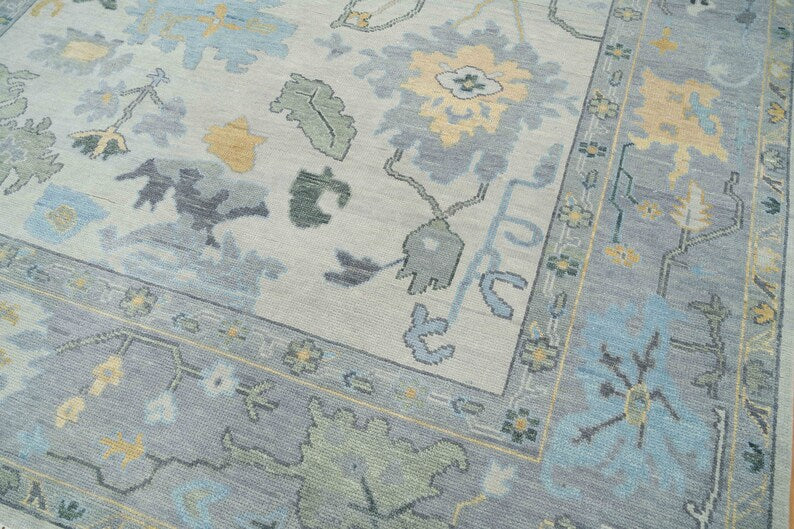 9'X12'Faded Silver Grey Oushak Rug| Living room turkish , Handmade area rug