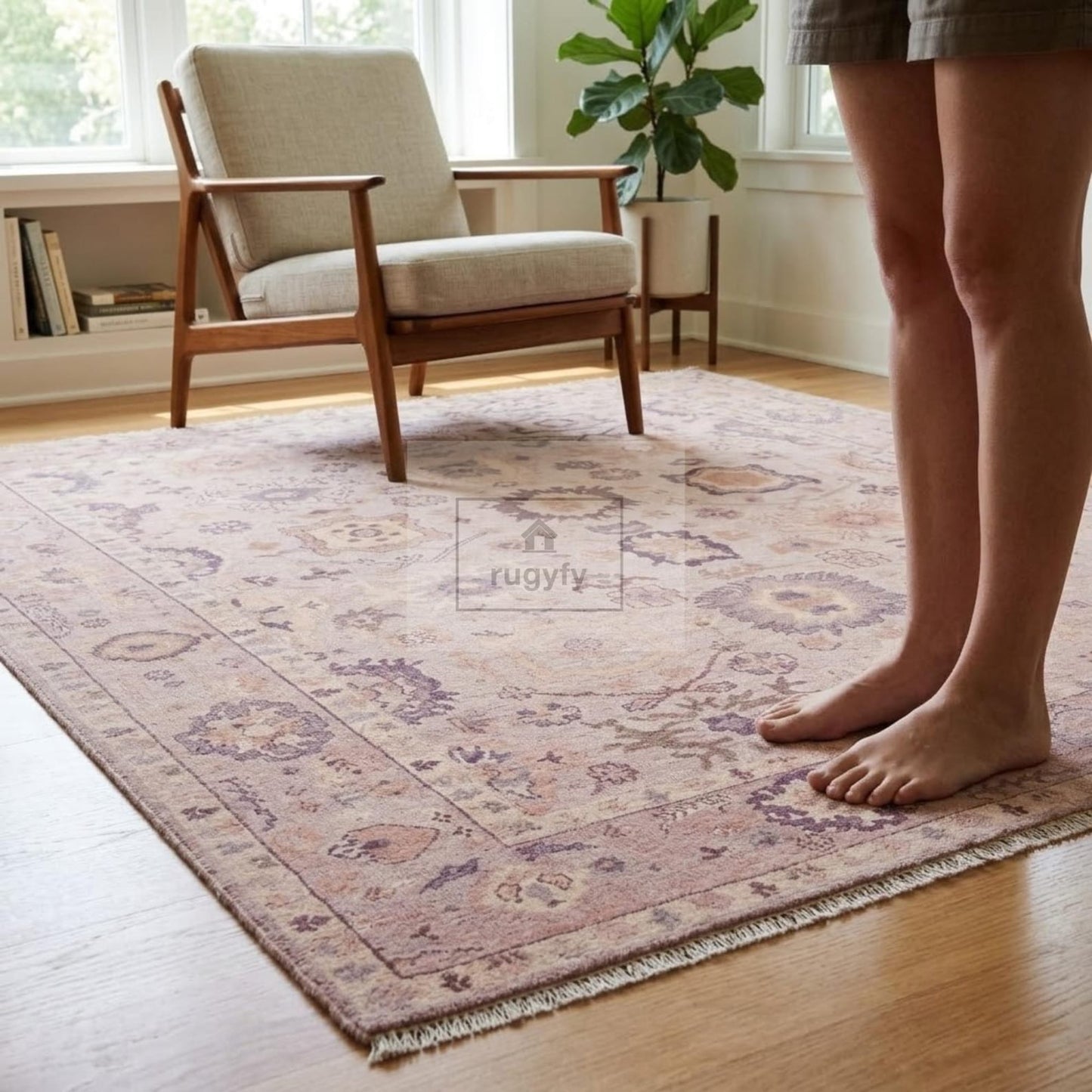 8x10 & 9x12 Blush Hand-Knotted Wool Area Rug | Dusty Rose Anatolian Oushak for Bedroom & Dining Room