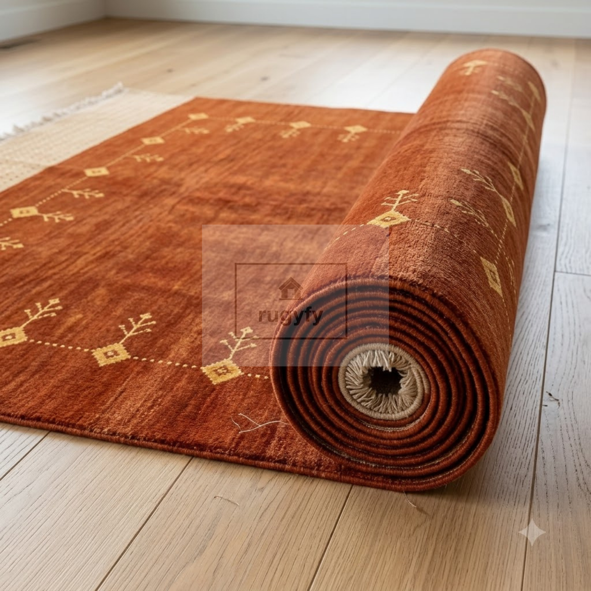 Burnt Orange & Beige Oushak Wool Rug | 6x9 8x10 ft Hand-Knotted | Bedroom Living Room Area Rug
