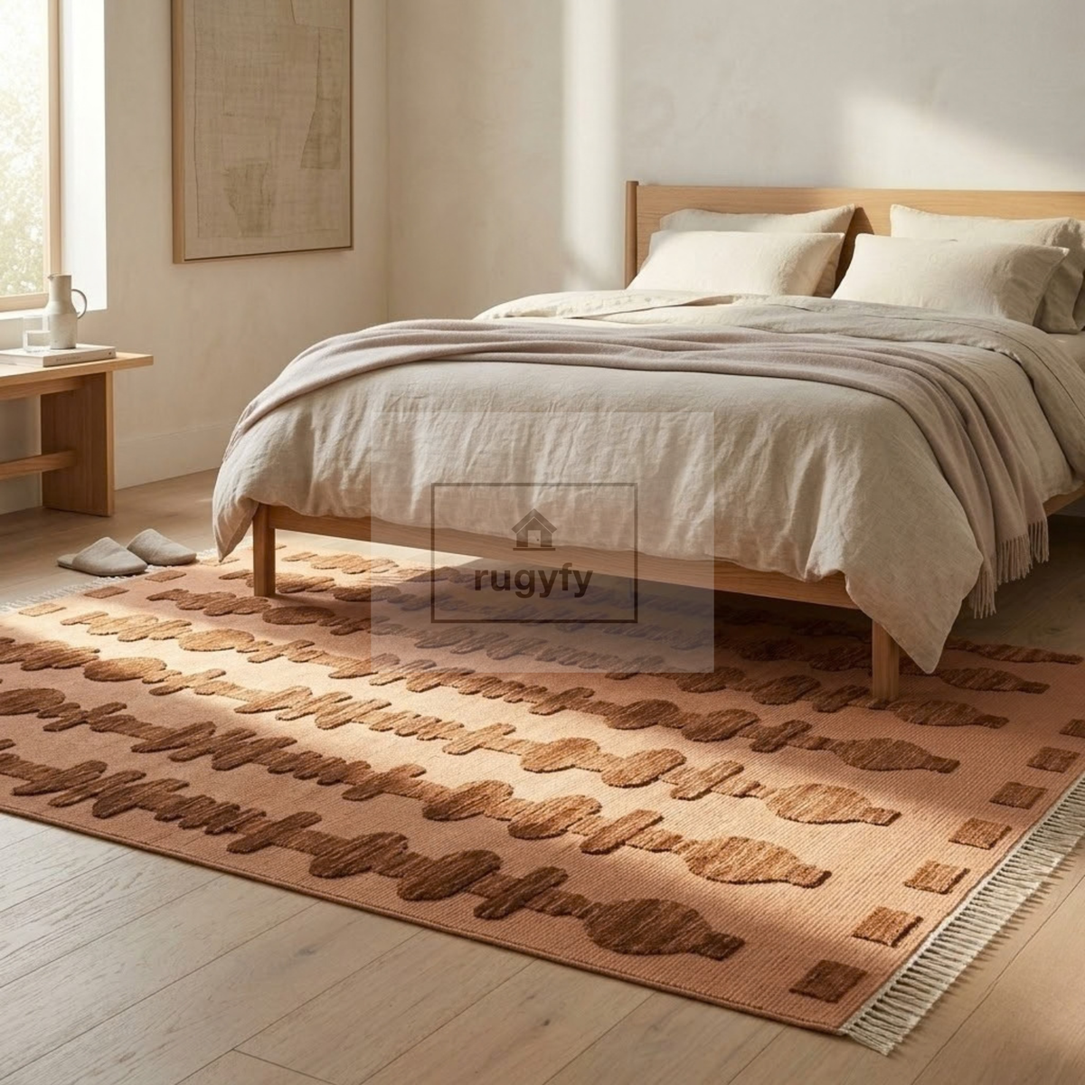 Peach & Brown Turkish Oushak Rug | 5x8 8x10 ft Hand-Knotted Wool | Living Room Bedroom Rug