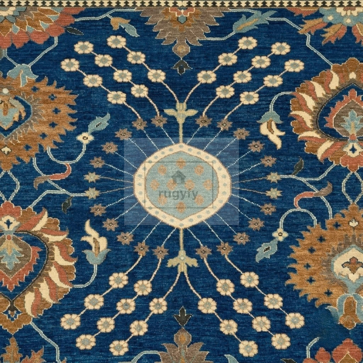 Dark Brown & Multicolor Oushak Wool Rug | 6x9 8x10 ft Hand-Knotted | Bedroom Living Room Area Rug