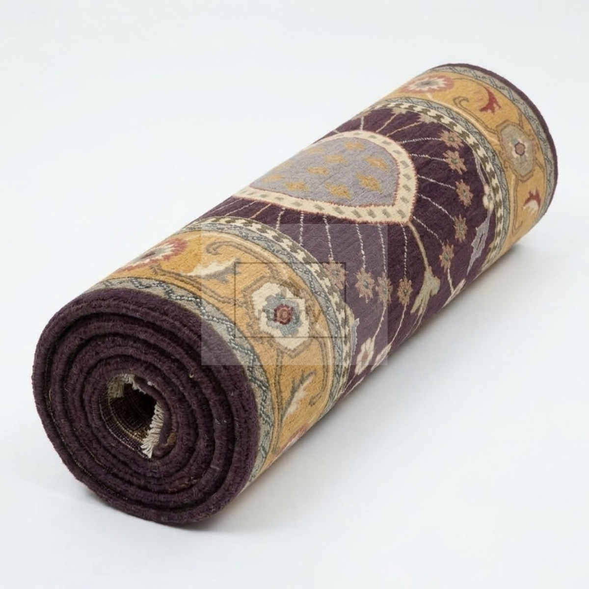 Dark Plum & Gold Turkish Oushak Rug | 5x8 8x10 ft Hand-Knotted New Zealand Wool | Living Room Bedroom Rug