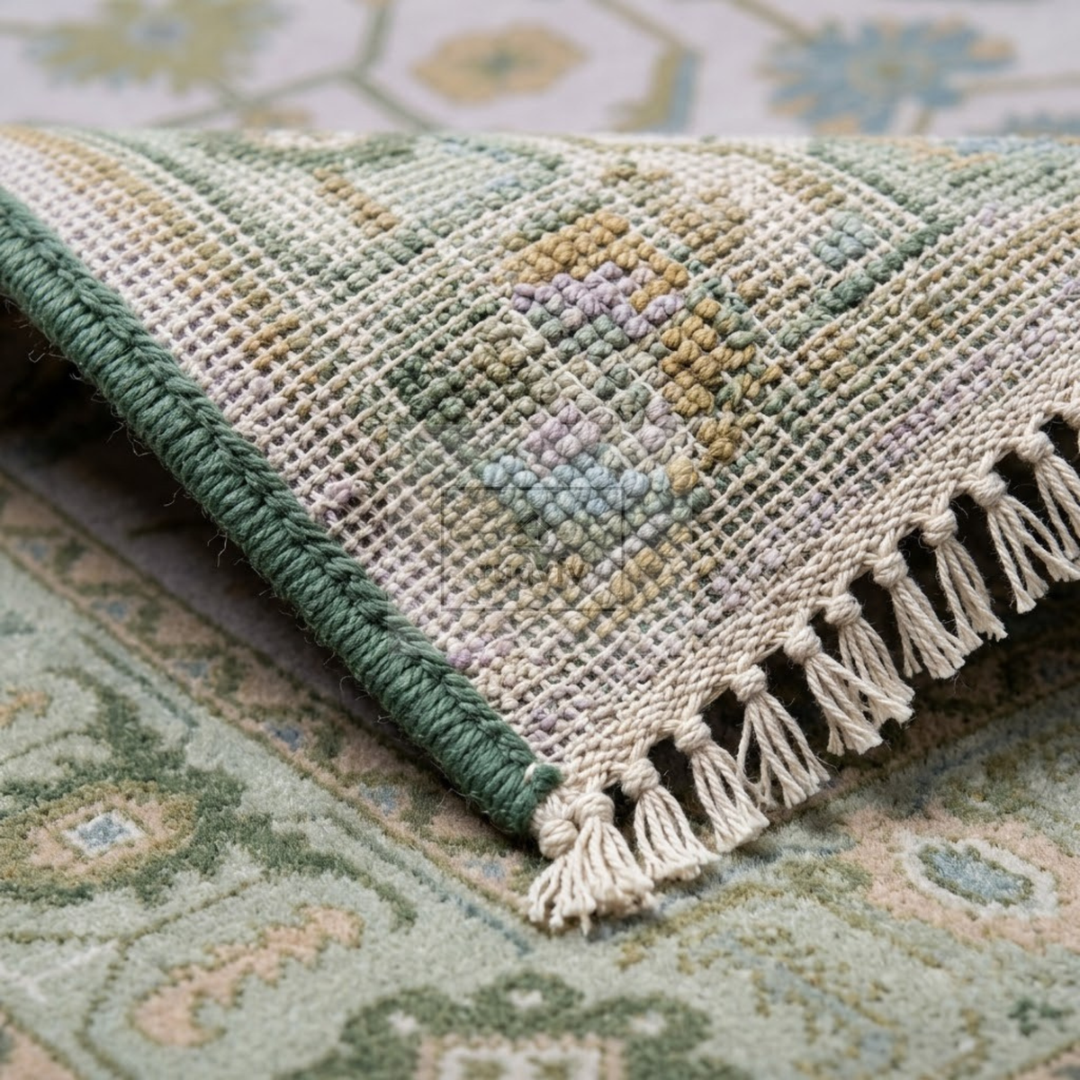 Lavender & Sage Green Sultanabad Oushak Rug | Hand-Knotted Wool 8x10 9x12 | Lilac Pastel Area Rug