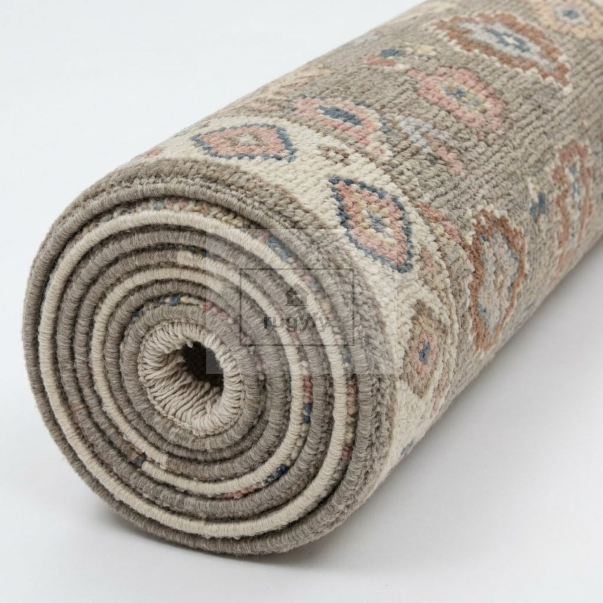 Silver & Ivory Oushak Rug | 2x8 & 2.5x10 ft | Hand-Knotted Wool Floral | Living Room & Bedroom