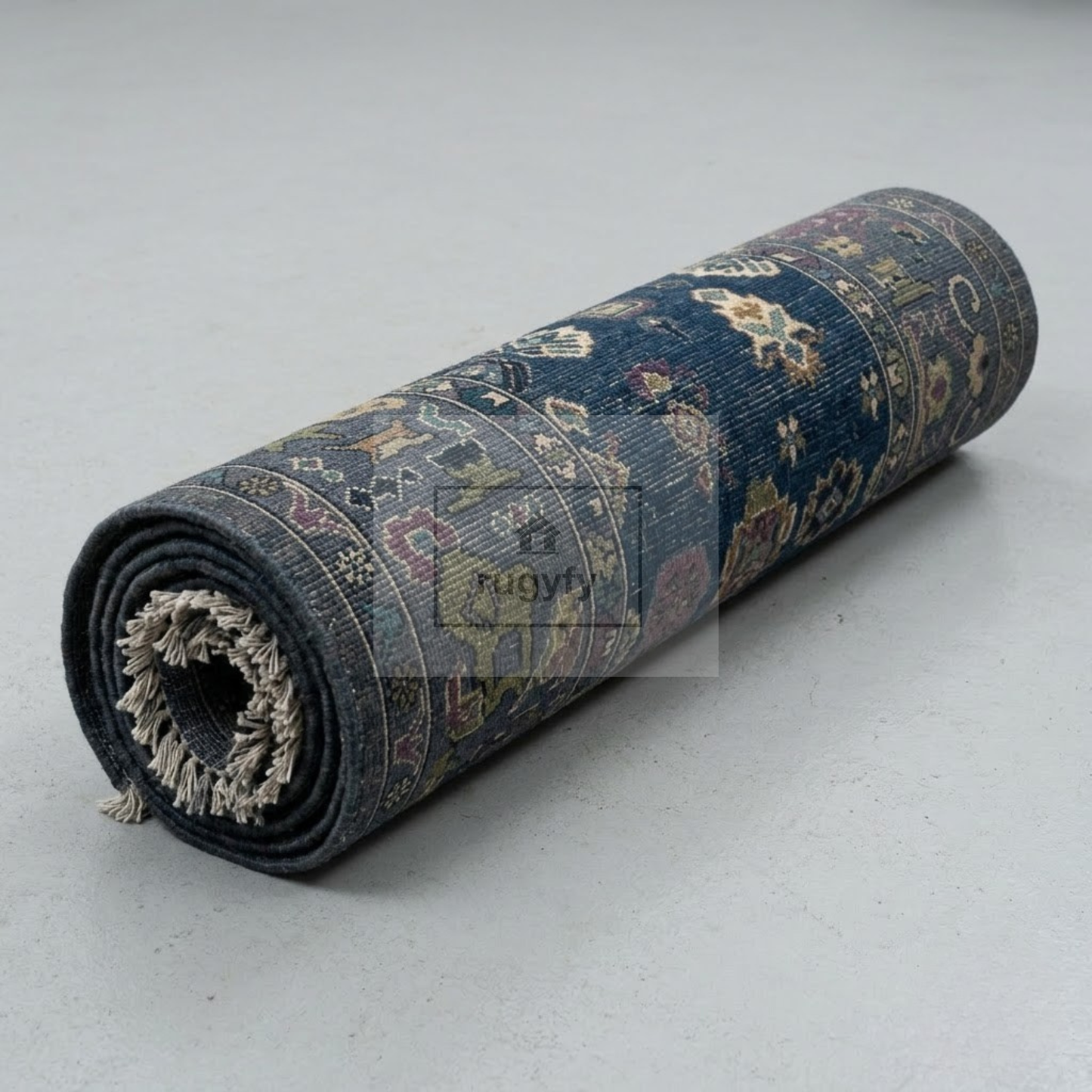 Custom Navy Oushak Hand-Knotted Wool Rug for Interior Designers | Midnight Indigo Anatolian Design, Trade & Contract Sizes
