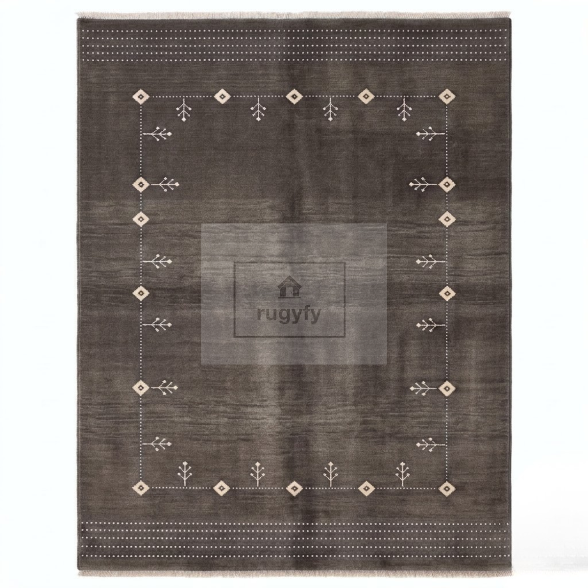 Charcoal & Ivory Turkish Oushak Area Rug | 8x10 9x12 ft Hand-Knotted New Zealand Wool | Living Room Rug