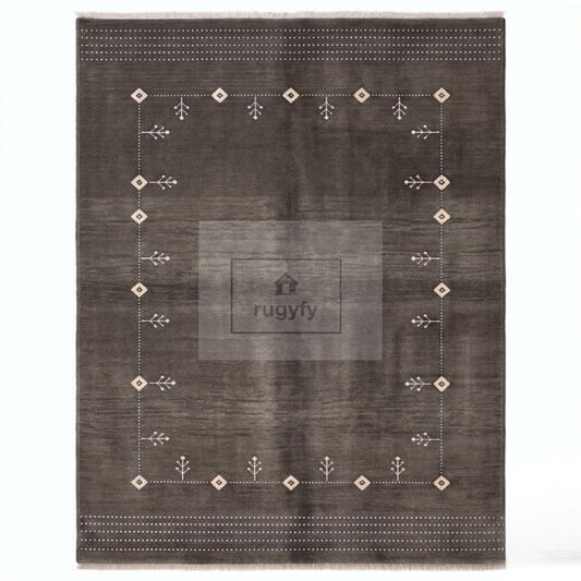 Charcoal & Ivory Turkish Oushak Area Rug | 8x10 9x12 ft Hand-Knotted New Zealand Wool | Living Room Rug