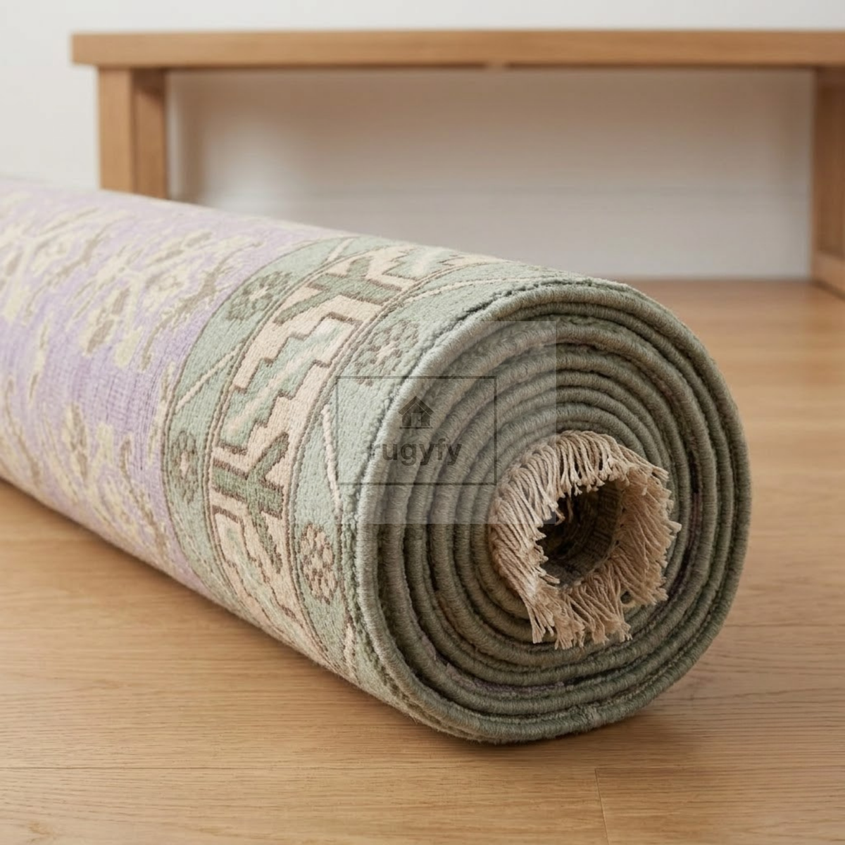 Lavender & Sage Oushak Area Rug | 8x10 9x12 ft Hand-Knotted New Zealand Wool | Lilac Floral Turkish Rug
