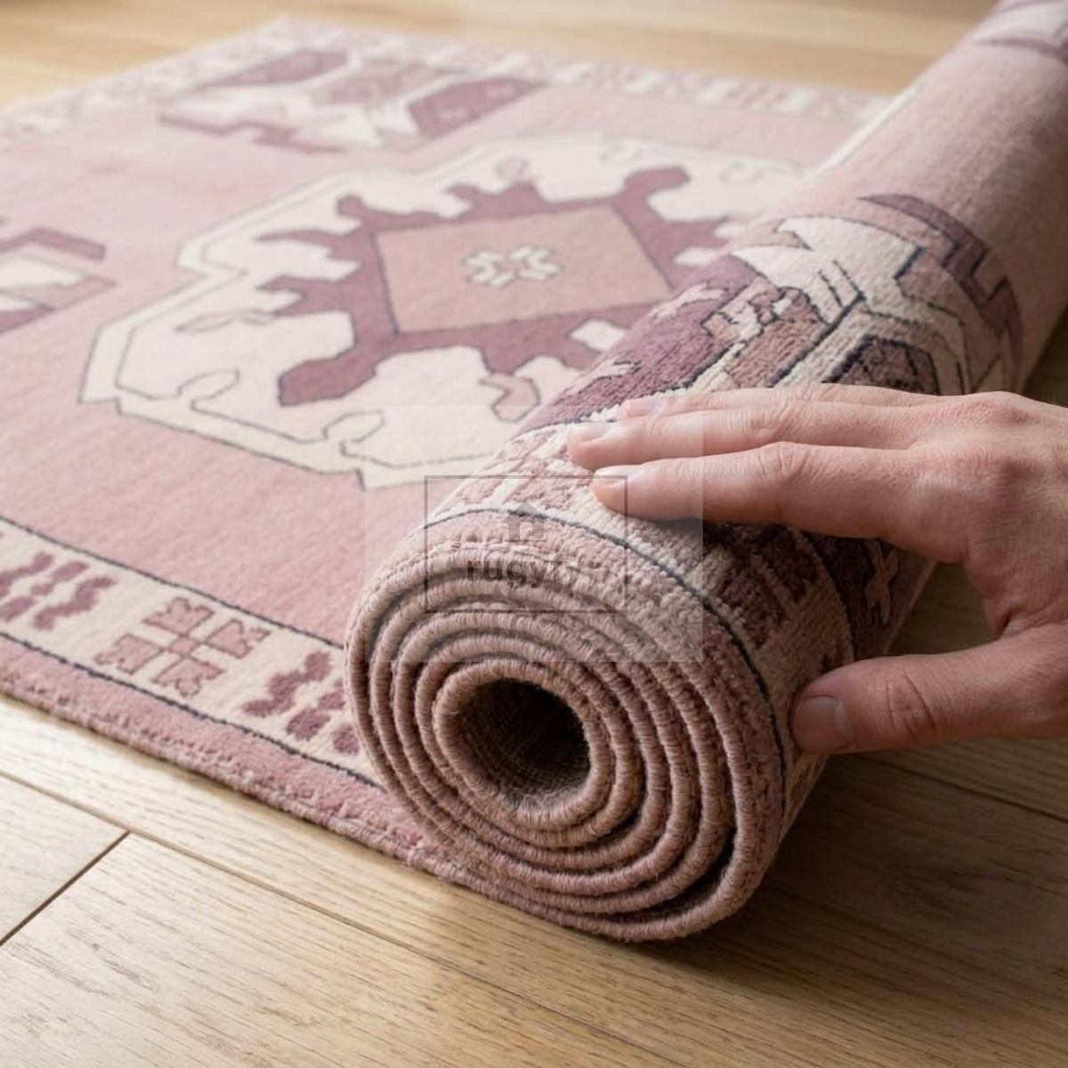 Blush Pink & Mauve Vintage Oushak Area Rug | 9x12 10x14 ft Hand-Knotted Wool | Living Room Dining Room