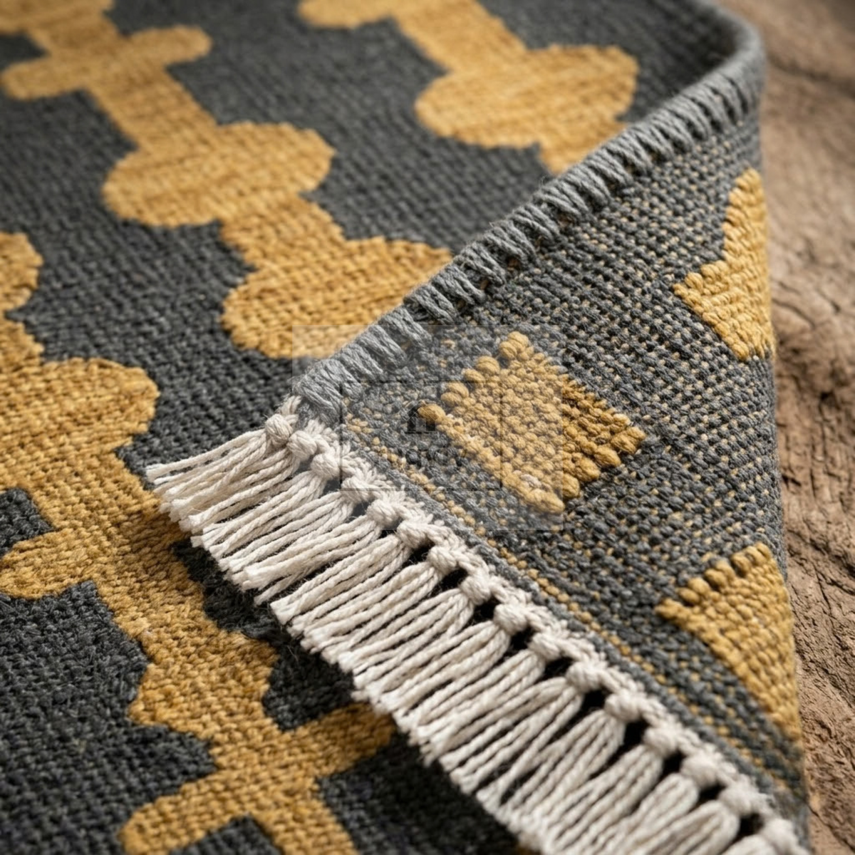 Charcoal & Gold Vintage Oushak Area Rug | 9x12 10x14 ft Hand-Knotted Wool | Living Room Dining Room
