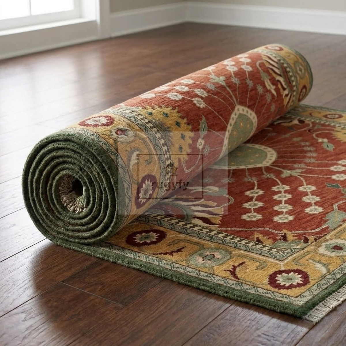 Terracotta & Gold Turkish Oushak Rug | 5x8 8x10 ft Hand-Knotted New Zealand Wool | Living Room Bedroom Rug