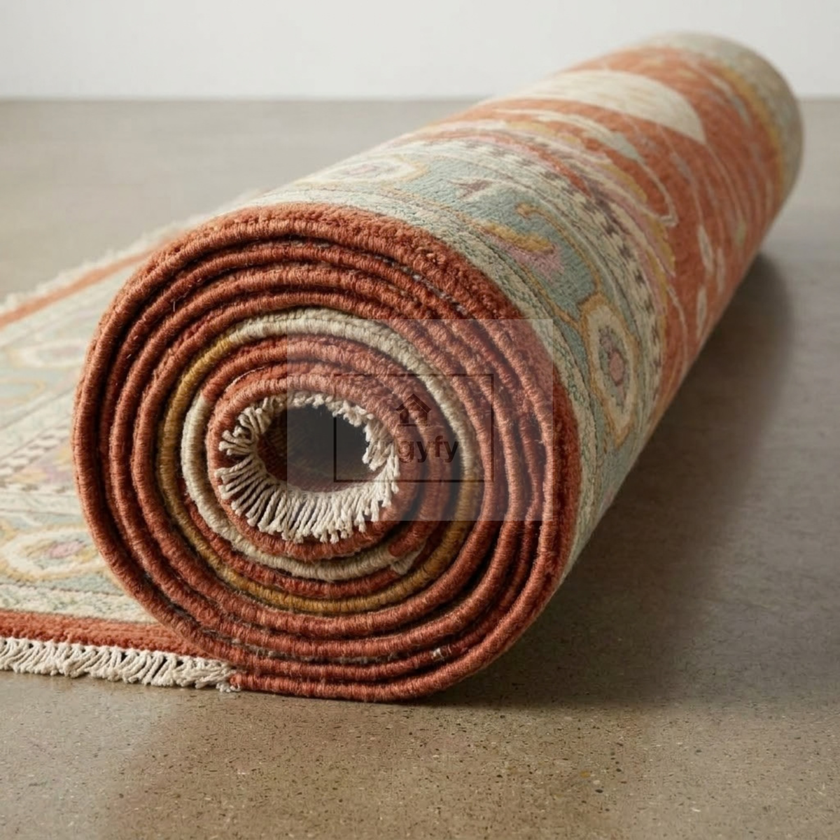 Rust & Sage Blue Vintage Oushak Area Rug | 9x12 10x14 ft Hand-Knotted Wool | Living Room Dining Room