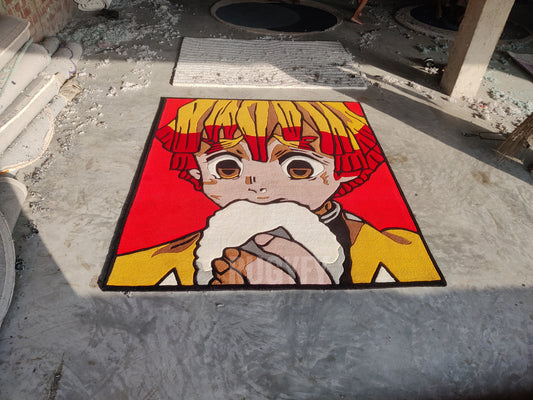 Anime Manga Custom Handmade Rug  / Zenitsu Custom Room decor / Hand-Tufted Rug Carpet Rugs