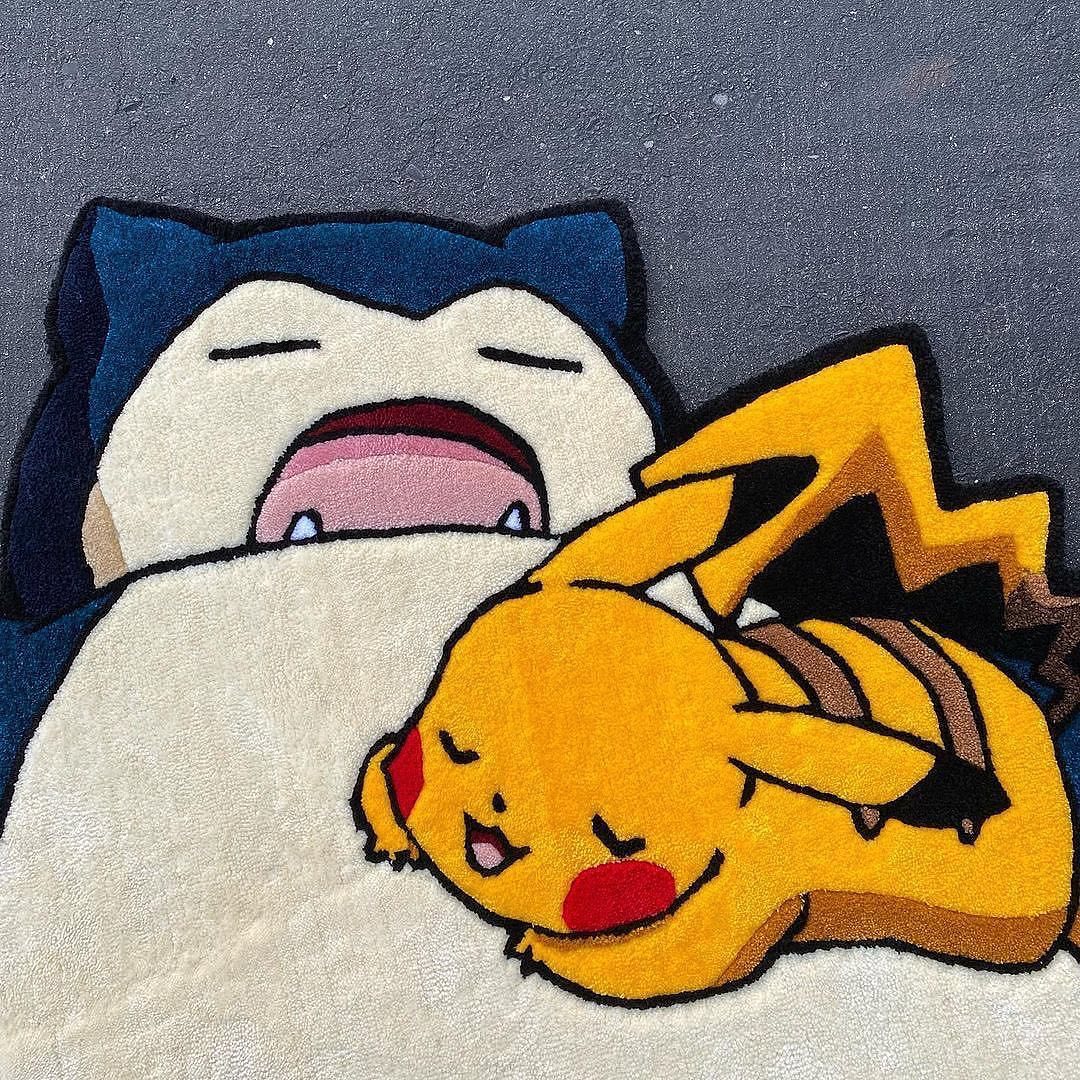 Handmade Snorlax XL x Pikachu Rug / Snorlax XL rug for Bedroom / Pokémon Decor / anime rugs / Custom Rug