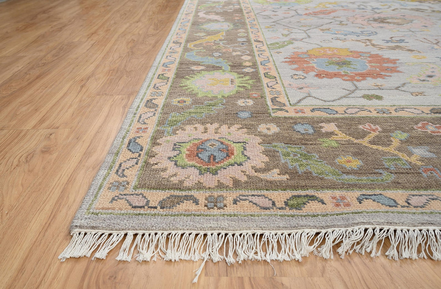 Contemporary Oushak Rug in Neutral Tones, Multicolored Area Rug For Living Room, Gray Turkish Rug: Whispers of Fall Wool Rug