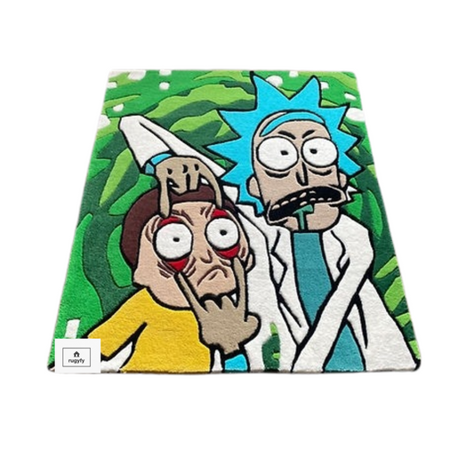 Handmade Rick and Morty Custom Rug for living room / Handmade area rug for bedroom