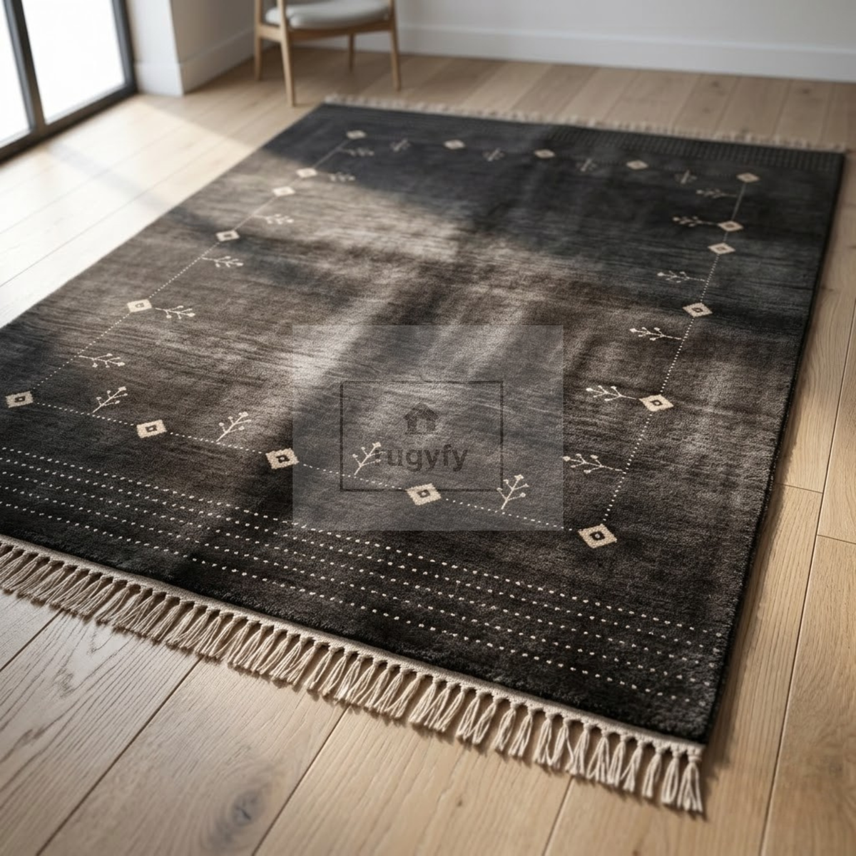 Charcoal & Ivory Turkish Oushak Area Rug | 8x10 9x12 ft Hand-Knotted New Zealand Wool | Living Room Rug