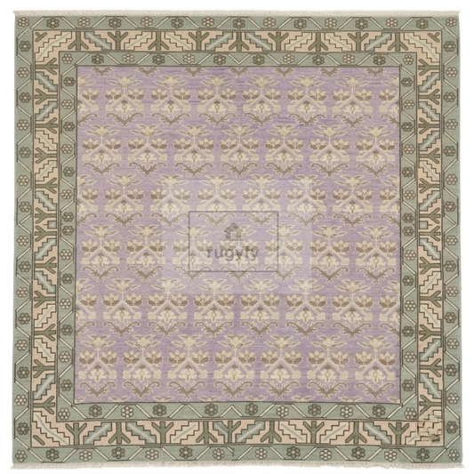 Lavender & Sage Oushak Area Rug | 8x10 9x12 ft Hand-Knotted New Zealand Wool | Lilac Floral Turkish Rug