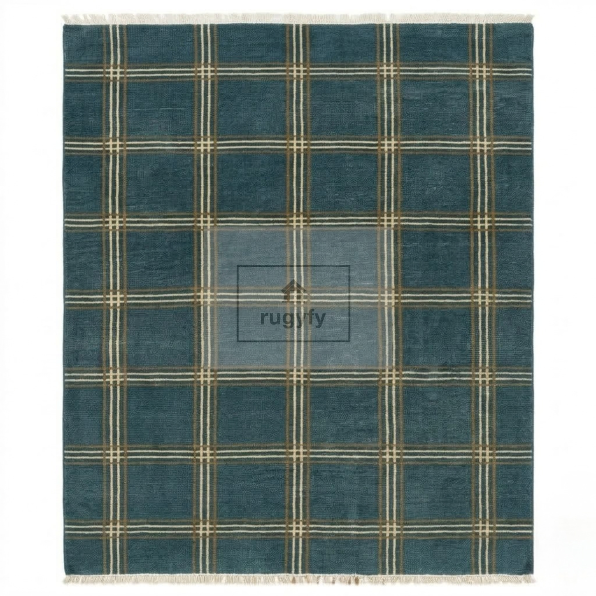 Teal & Cream Vintage Oushak Area Rug | 9x12 10x14 ft Hand-Knotted Wool | Living Room Dining Room
