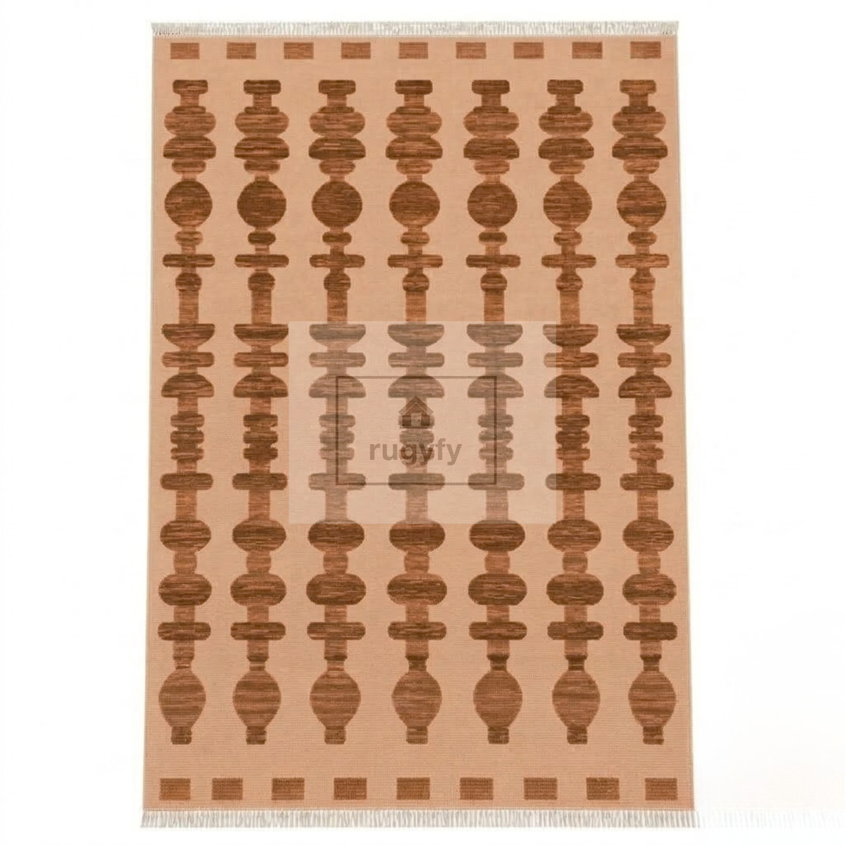 Peach & Brown Turkish Oushak Rug | 5x8 8x10 ft Hand-Knotted Wool | Living Room Bedroom Rug