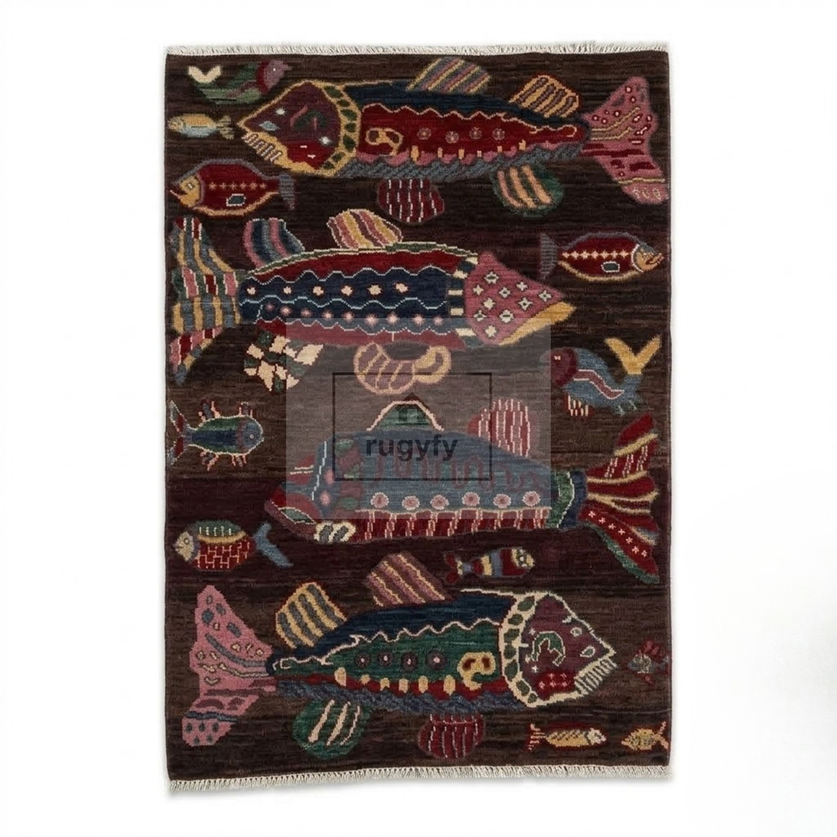 Chocolate Brown & Burgundy Turkish Oushak Rug | 5x8 8x10 ft Hand-Knotted New Zealand Wool | Living Room Bedroom Rug