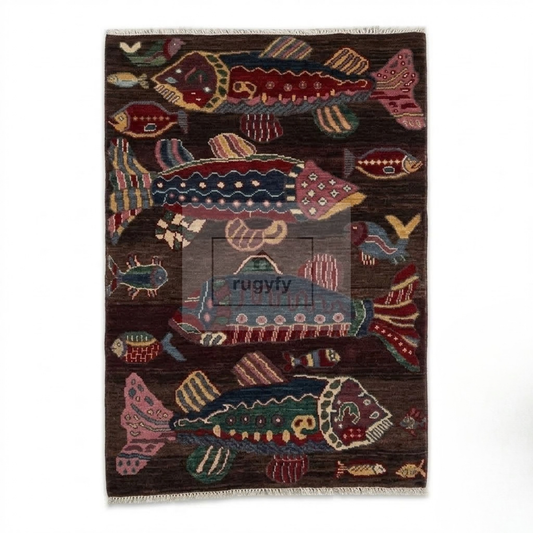Chocolate Brown & Burgundy Turkish Oushak Rug | 5x8 8x10 ft Hand-Knotted New Zealand Wool | Living Room Bedroom Rug