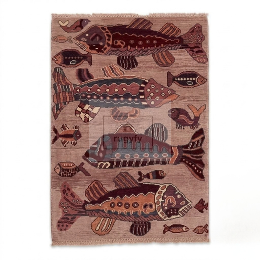 Dusty Rose & Burgundy Vintage Oushak Area Rug | 9x12 10x14 ft Hand-Knotted Wool | Living Room Dining Room