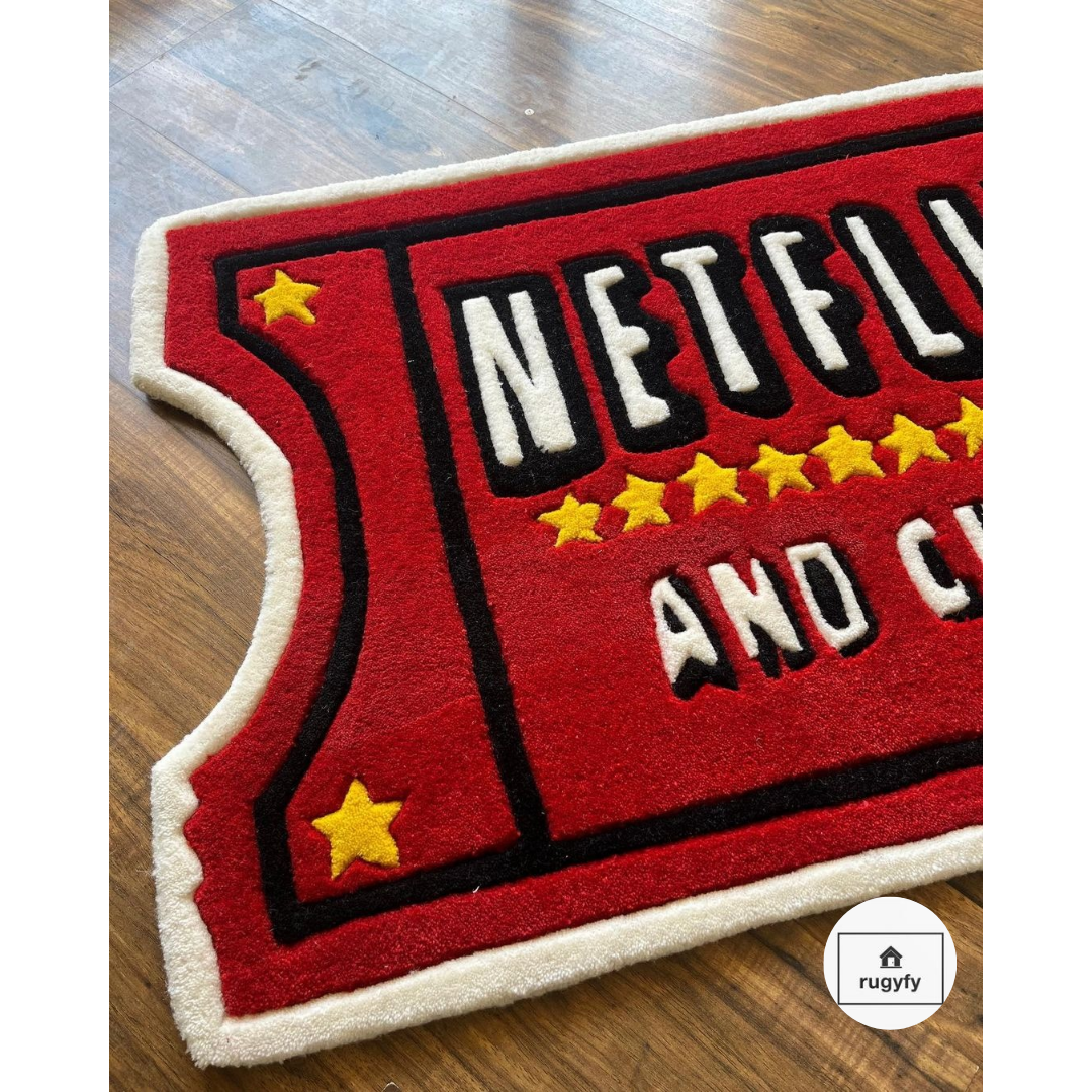 Handmade Netflix and Chill Logo rugs , Hand-Tufted Wool Rugs