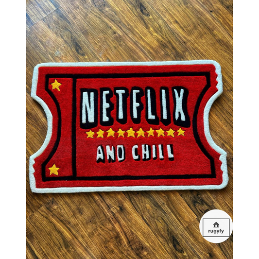 Handmade Netflix and Chill Logo rugs , Hand-Tufted Wool Rugs