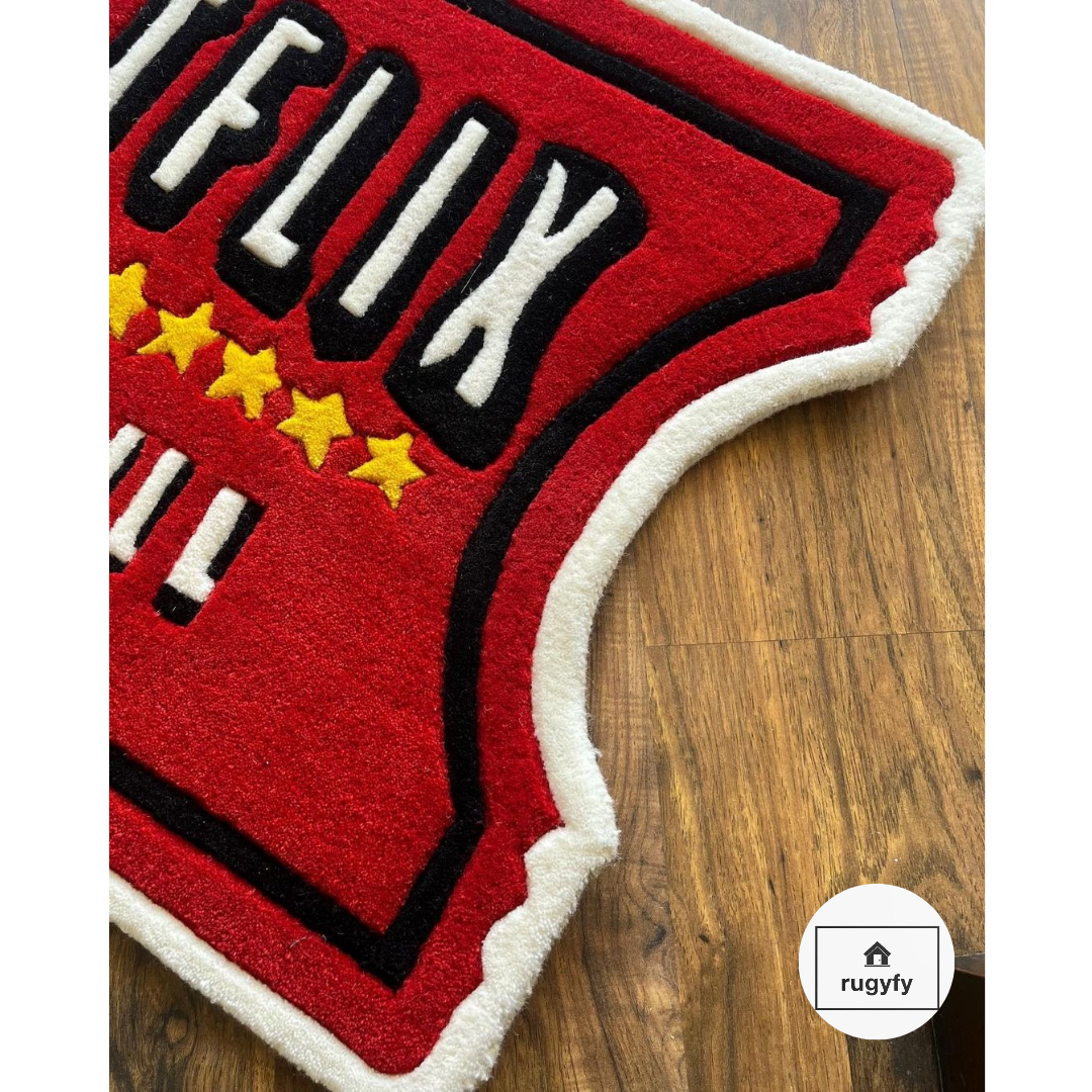 Handmade Netflix and Chill Logo rugs , Hand-Tufted Wool Rugs