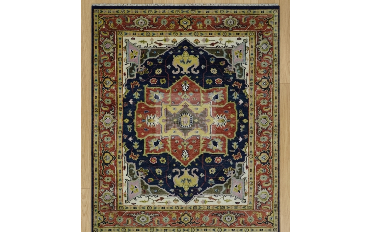 8x10 Navy Rust Heriz Serapi Rug | Hand-Knotted | RUGYFY