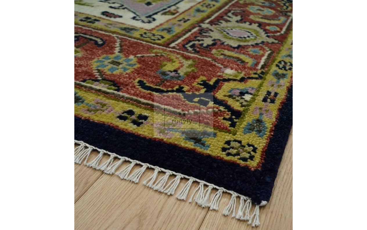 8x10 Navy Rust Heriz Serapi Rug | Hand-Knotted | RUGYFY